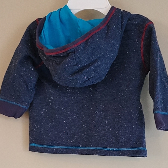 Navy speckled pullover hoodie with puppy detail - Picture 2 of 4